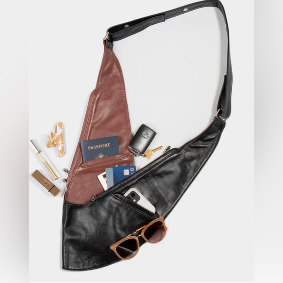 Sash Bag - Reversible Cream/Honey Cognac Leather - Picture 1 of 11